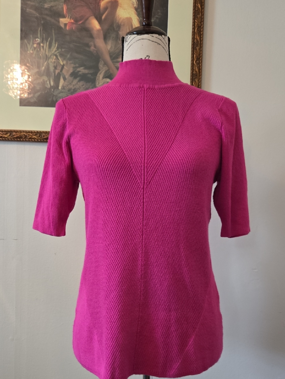Evolution  Fuchsia Short Sleeve Knit Top
